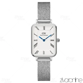 ساعت دنیل ولینگتون زنانه حصیری مستطیلی سیلور صفحه سفید ایندکس یونانی 105525