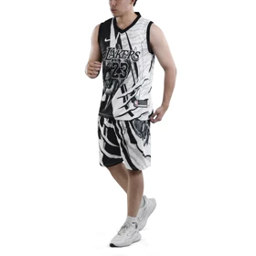 ست رکابی و شلوارک بسکتبالی لیکرز مدل Nike-DRI FIT-5B114 سفید مشکی