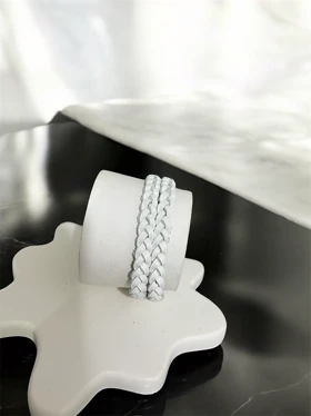 دستبند مردانه چرم طبیعی طرح بافتی دولاین کد 3335062