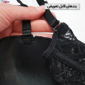 سوتین فنردار مدل پولکی بلند رنگ مشکی ماییلدا کد 5303-007