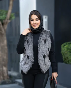وست خز آستردار کارشده ( جلیقه مزونی)