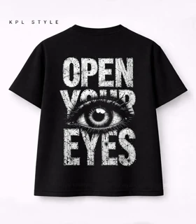 تیشرت باکسی یونیسکس طرح Open Your Eyes کد 1396