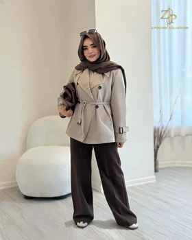 ترنچ کت زنانه کتان فرین