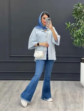 مانتو شومیزی ریش دار جیب دکمه