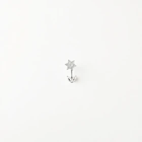 پیرسینگ ناف نقره مدل گل و برگ