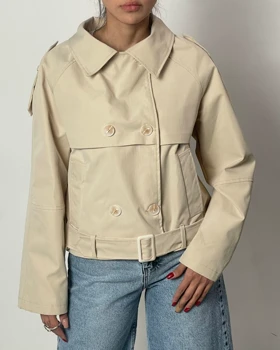 ترنچ کت کمردار کد 600048 (استخوانی)