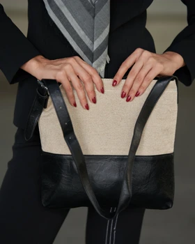 کیف کتان و چرم (کوچک) کنتراست 50138