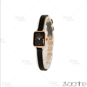 ساعت دنیل ولینگتون زنانه مستطیلی مینی قاب رزگلد صفحه مشکی بند چرم 105802