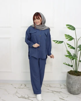 ست شومیز شلوار بنددار زنانه 0870