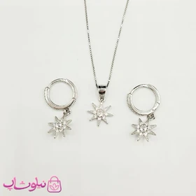 نیم ست زنانه نقره ظریف وارداتی عیار 925 مدل ستاره یا خورشید وزن 3/640 گرم کد 4104