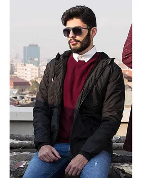 کاپشن شمعی مردانه کلاه دار