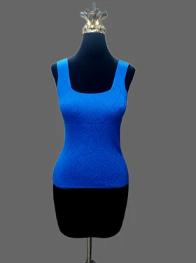 تاپ یقه خشتی طرح لوزی بند سر شانه پهن زنانه کد1571