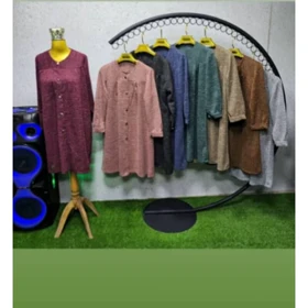 مانتو پاییزه زنانه بیسکوئیتی دکمه دار