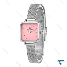ساعت دنیل ولینگتون زنانه مربعی حصیری صفحه صورتی DW-7126-L