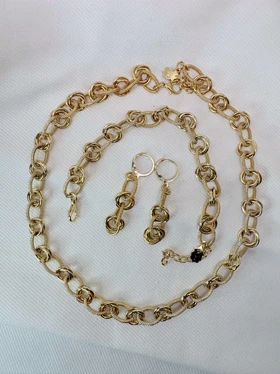 سرویس کامل برند شین مدل «گره عشق زرین» | ترکیب بیضی شنی و سه حلقه (گارانتی 1 ساله)