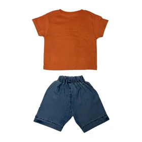 ست تیشرت و شلوارک پسرانه مدل زرافه PJ1139