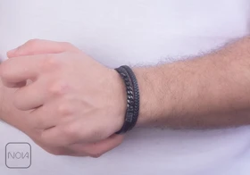 دستبند چرم کارتیر مشکی