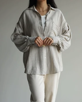 شومیز راه‌راه لینن tghv_h&m