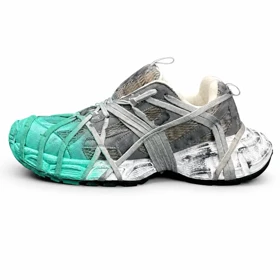 کفش کتانی مردانه مدل بالنسیاگا اسپایدر کاستوم طوسی سبز1 BALENCIAGA SPIDE