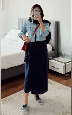 پیراهن ورپ لینن سرمه ای DR608