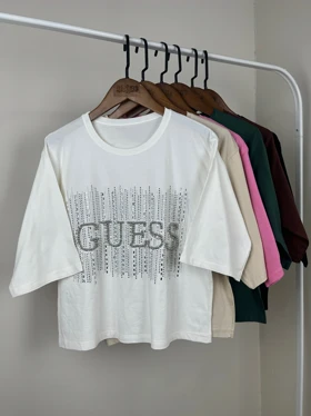 کراپ باکسی GUESS نگین‌دار