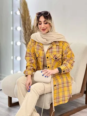 مانتو چهارخونه دو جیب پاکتی