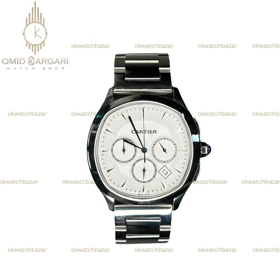 ساعت مچی کارتیه کورنوگراف بند سیلور صفحه سفید Cartier