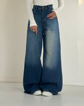 شلوار فول بگ آبی تیره  کد 1000212