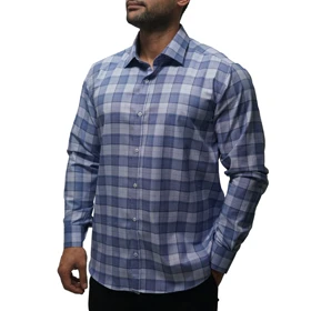 پیراهن آستین بلند یقه کراواتی چهارخونه DUKE