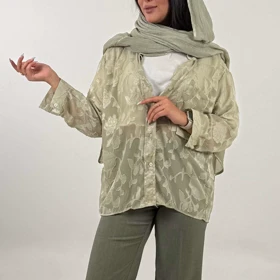 شومیز شیشه ای ktn (سبز ماچا)