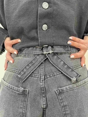 شلوار جین زنانه بالنی طرح دار