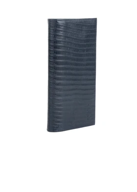 کیف پول پالتویی چرم مردانه مدل پراتو (سرمه‌ای لیزارد)