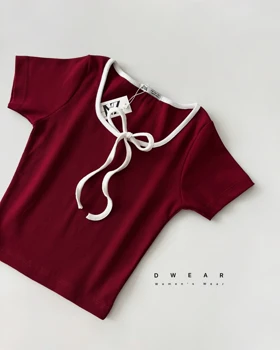 کراپ تیشرت یقه پاپیونی ZARA