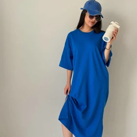 تیشرت پیراهنی آبی کاربنی هیمه استایلیش