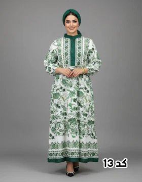 پیراهن ساحلی وارداتی دکمه دار طرح گل‌دار 7314