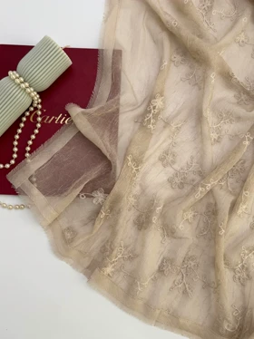 شال نخی گل‌دار 20681 (کرم)