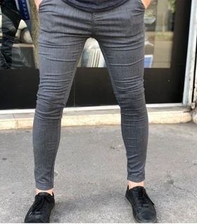 شلوار پارچه ای فاستونی رنگ طوسی فول کش درجه یک