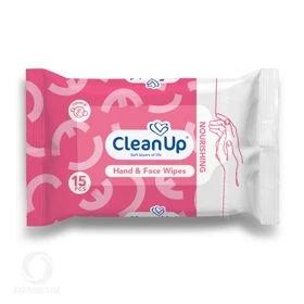 دستمال مرطوب دست و صورت CLEAN UP رطوبت رسان پوست 15 عددی