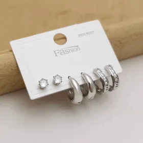 پک گوشواره نگین‌دار آیرین با آبکاری نقره925 رنگ سیلور