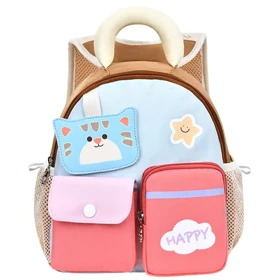 کیف کوله پشتی بچگانه گربه اولنگ 8038 صورتی (قهوه ای)
