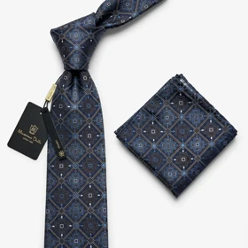 کراوات و پوشت دستدوز طرح گل و مربع برند Massimo Dutti