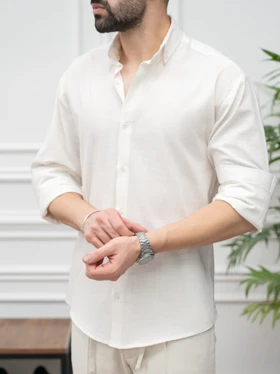 پیراهن لینن سفید کدsh328