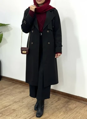 بارانی بلند آستردار آذین