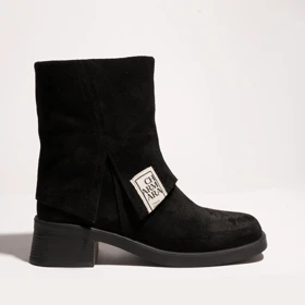 نیم بوت چرم زنانه مشکی مدل harriet