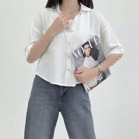 شومیز زنانه دو جیب لینن