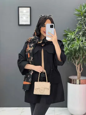 مانتو داکرون کمرگت آستین پاگن