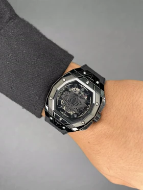 ساعت مچی اوبلو کهکشانی تمام مشکی Hublot Spirit of Big Bang Sang Bleu