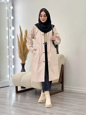 بارانی بلند چهارجیب کمرگت