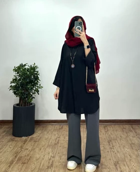 مانتو بلند دکمه دار ماندانا