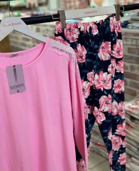 بلوز و شلوار سایز بزرگ نخ پنبه سکسن کد 40787